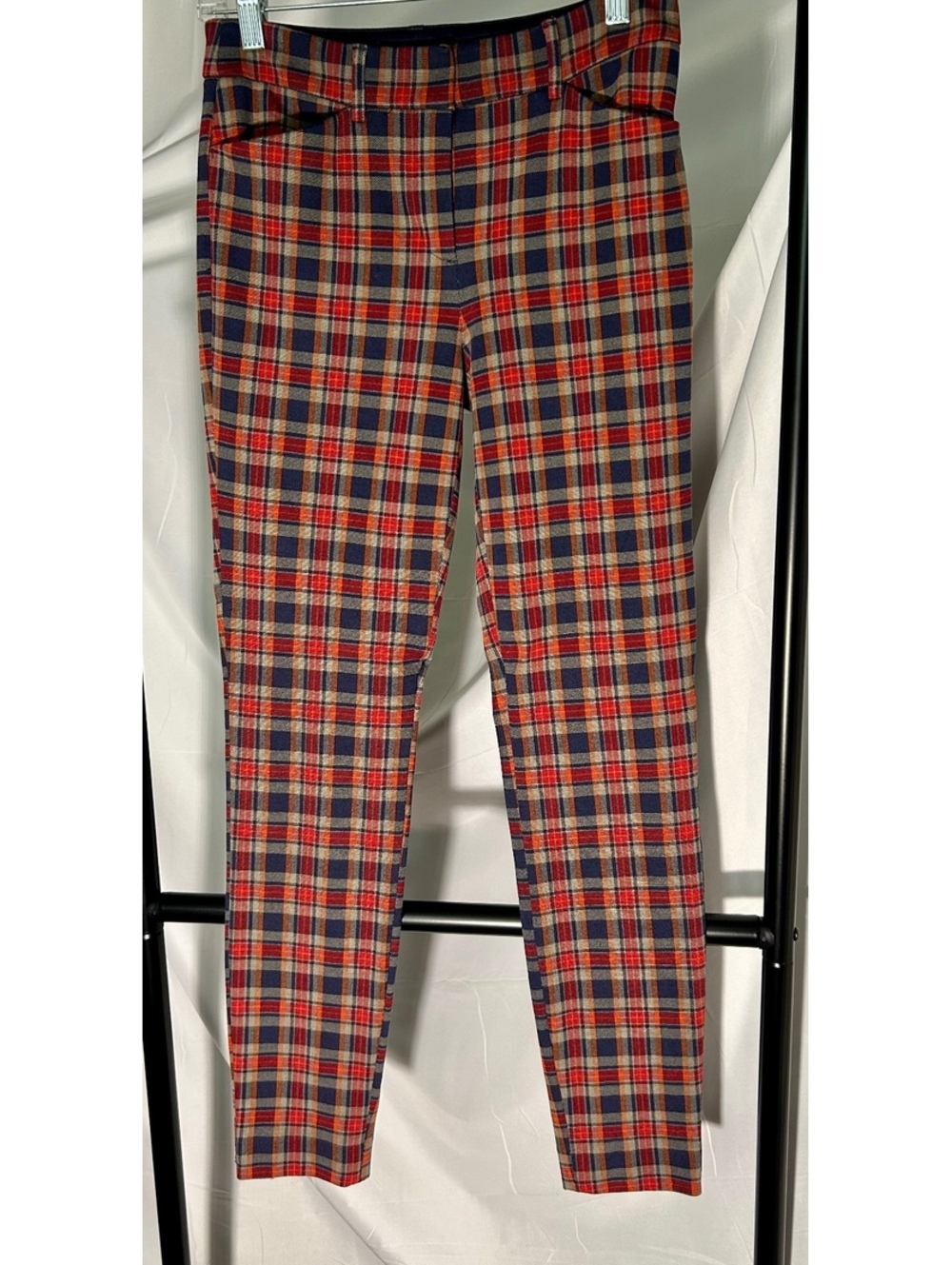 Express Women’s 0R Skinny Mid Rise Plaid Pants Stretch Tartan Preppy Fall